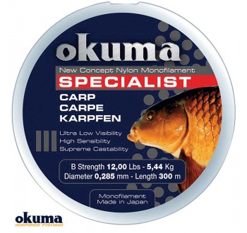 Okuma Carp 300 mt 28,00 lb 12,73 kg 0,43 mm Camou Misina